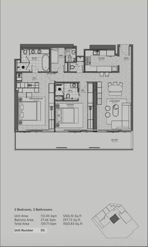 Floor plan, 2 Beds, 1,503 sq ft