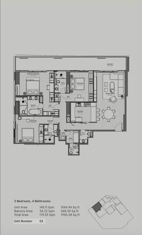 Floor plan, 3 Beds, 1,930 sq ft