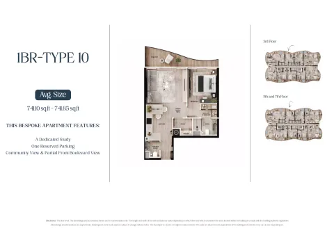 Floor plan, 1 Bed, 741 sq ft