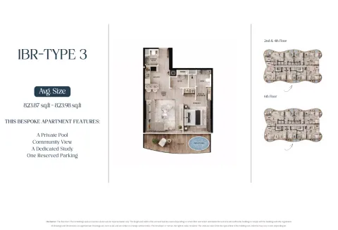Floor plan, 1 Bed, 823 sq ft