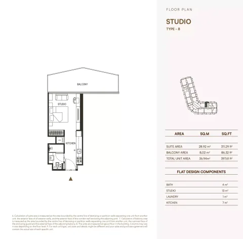 Floor plan, Studio, 397 sq ft