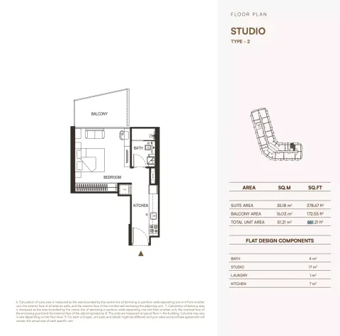 Floor plan, Studio, 551 sq ft