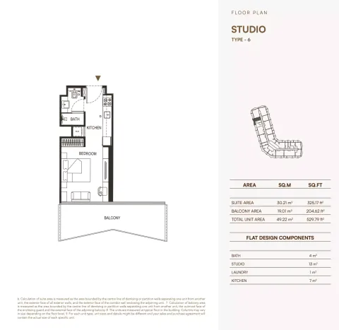 Floor plan, Studio, 529 sq ft