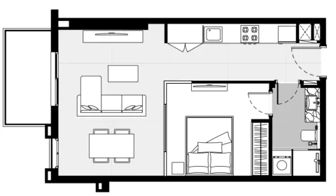 Floor plan, 1 Bed, 568 sq ft
