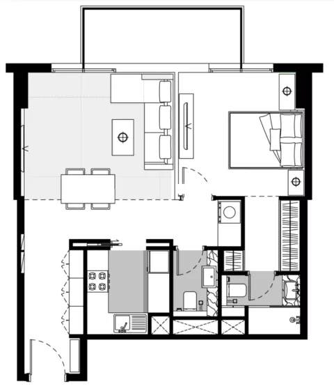 Floor plan, 1 Bed, 739 sq ft