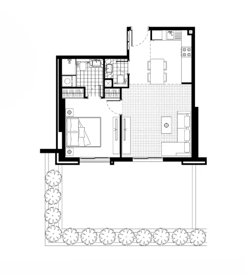 Floor plan, 1 Bed, 843 sq ft