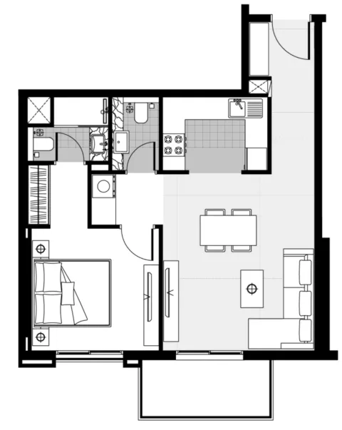 Floor plan, 1 Bed, 706 sq ft