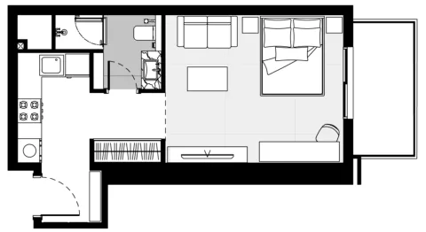 Floor plan, Studio, 433 sq ft