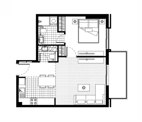 Floor plan, 1 Bed, 658 sq ft