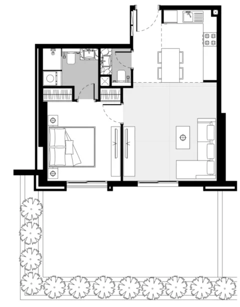 Floor plan, 1 Bed, 944 sq ft