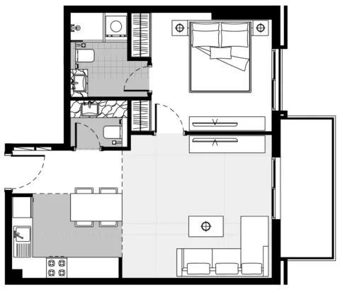 Floor plan, 1 Bed, 669 sq ft