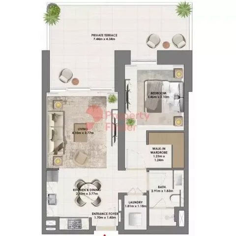 Floor plan, 1 Bed, 943 sq ft