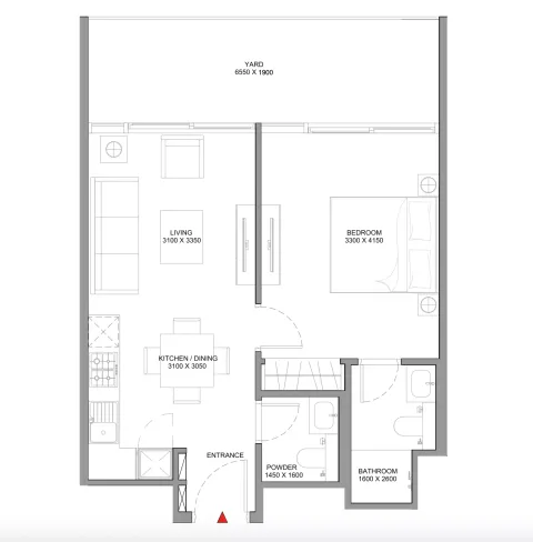 Floor plan, 1 Bed, 514 sq ft