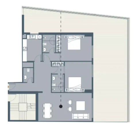 Floor plan, 2 Beds, 1,343 sq ft