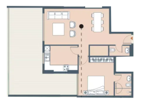 Floor plan, 1 Bed, 962 sq ft