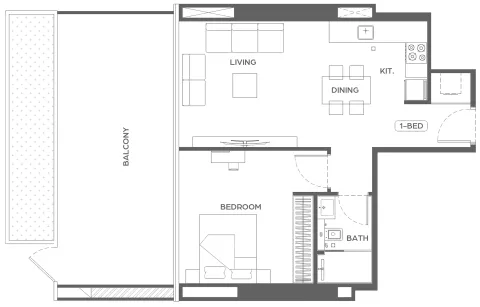 Floor plan, 1 Bed, 892 sq ft