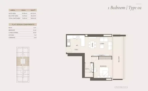 Floor plan, 1 Bed, 783 sq ft