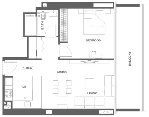 Floor plan, 1 Bed, 847 sq ft