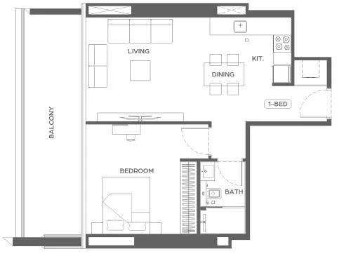Floor plan, 1 Bed, 770 sq ft