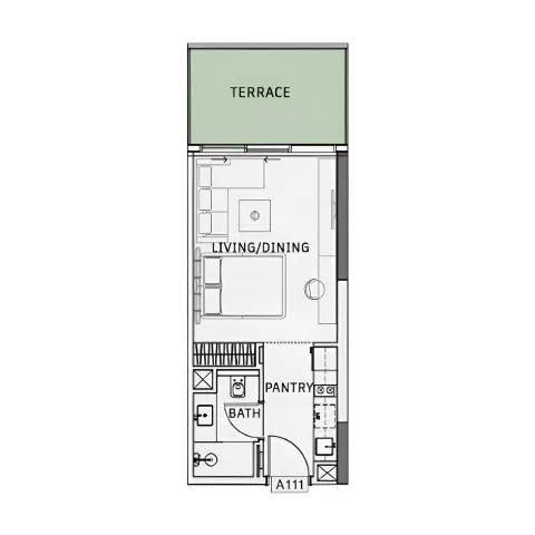 Floor plan, Studio, 414 sq ft