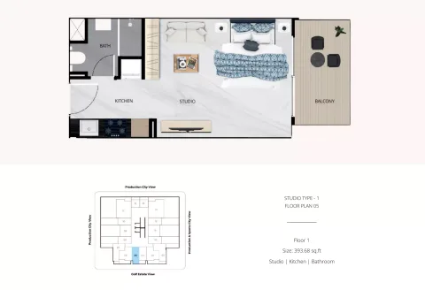 Floor plan, Studio, 393 sq ft