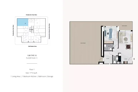 Floor plan, 1 Bed, 1,714 sq ft