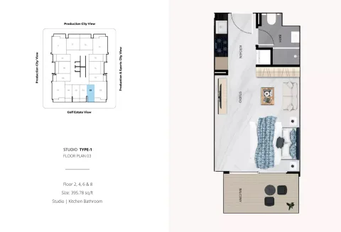 Floor plan, Studio, 395 sq ft
