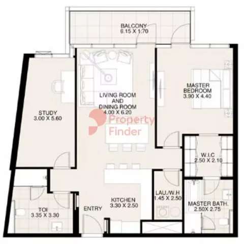 Floor plan, 1 Bed, 1,266 sq ft