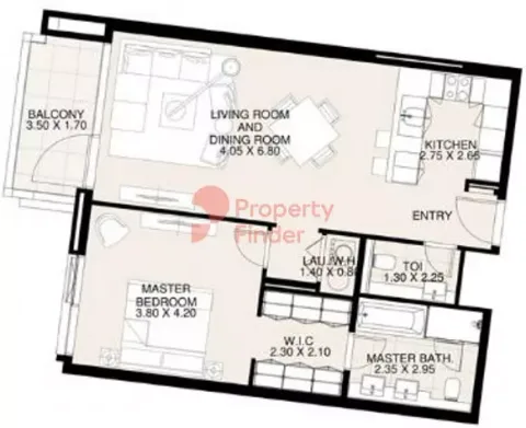 Floor plan, 1 Bed, 923 sq ft