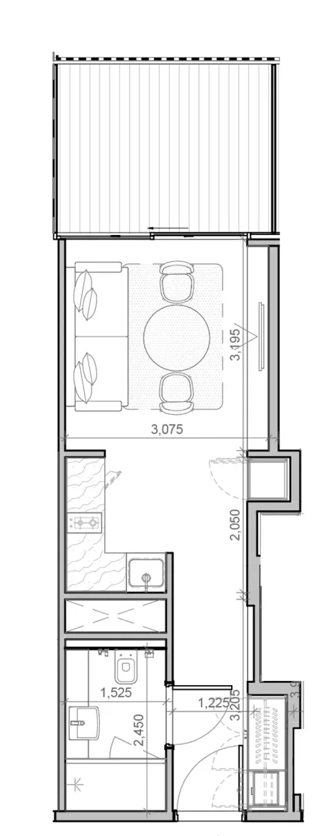 Floor plan, Studio, 394 sq ft