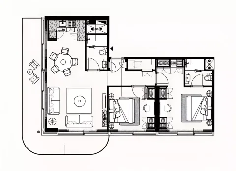 Floor plan, 2 Beds, 1,222 sq ft
