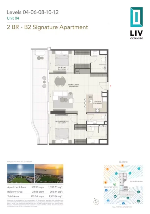 Floor plan, 2 Beds, 1,363 sq ft