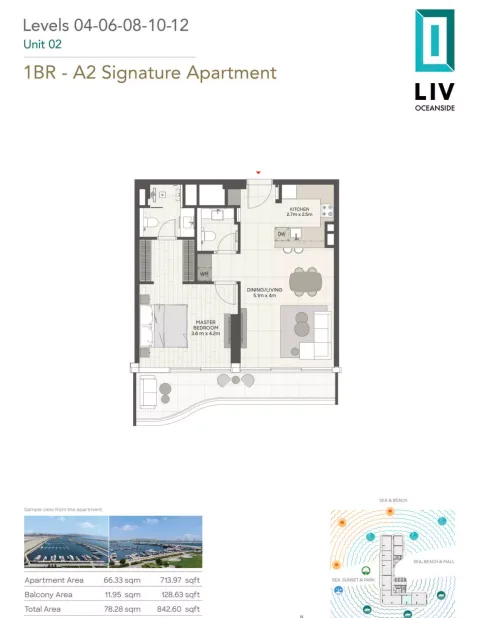 Floor plan, 1 Bed, 842 sq ft