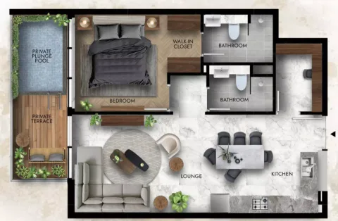 Floor plan, 1 Bed, 800 sq ft