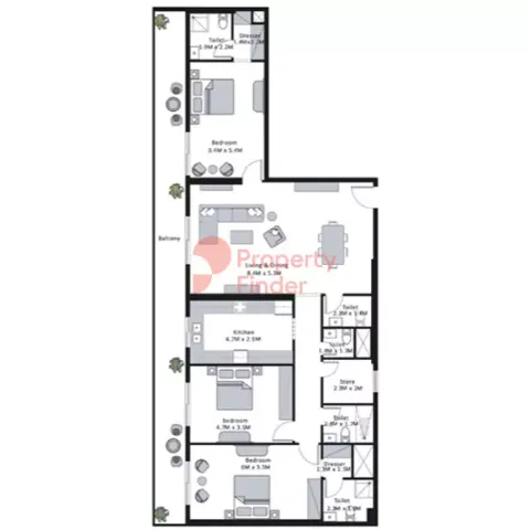 Floor plan, 3 Beds, 2,191 sq ft