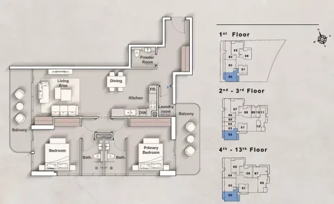 Floor plan, 2 Beds, 1,225 sq ft