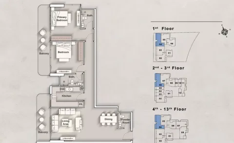 Floor plan, 2 Beds, 1,332 sq ft
