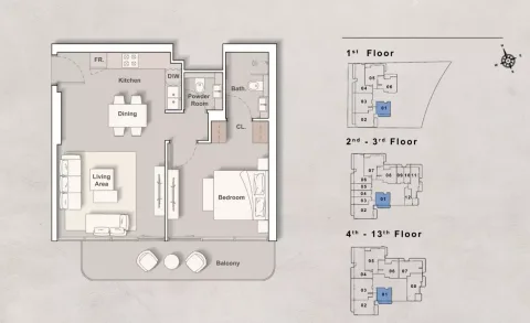 Floor plan, 1 Bed, 684 sq ft