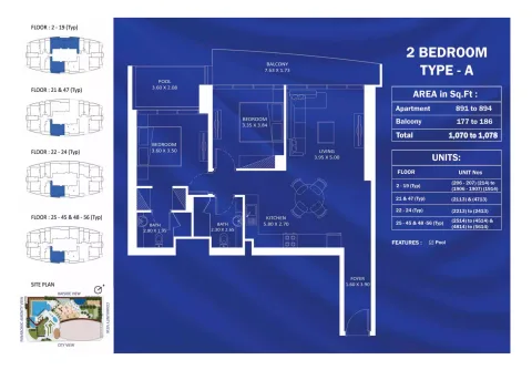 Floor plan, 2 Beds, 1,070 sq ft