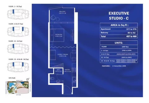 Floor plan, Studio, 460 sq ft