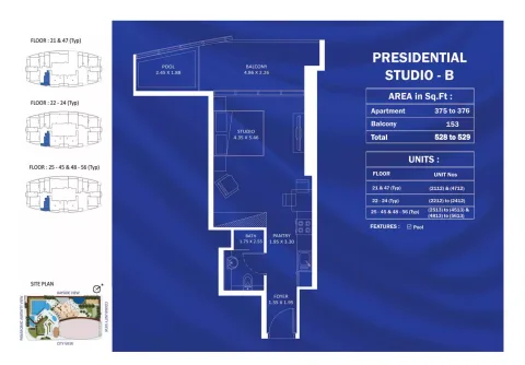 Floor plan, Studio, 529 sq ft