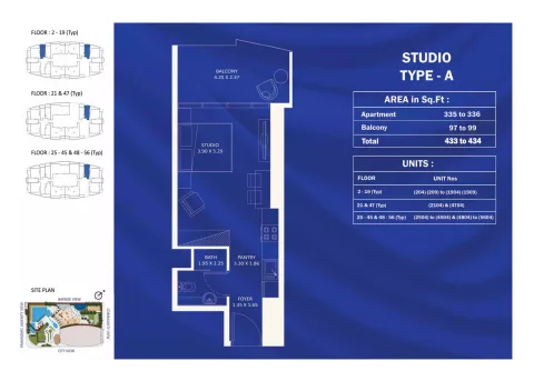 Floor plan, Studio, 434 sq ft