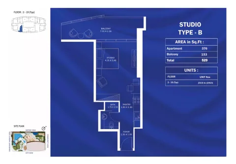 Floor plan, Studio, 529 sq ft
