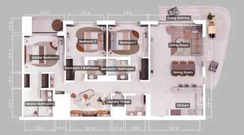 Floor plan, 3 Beds, 1,937 sq ft