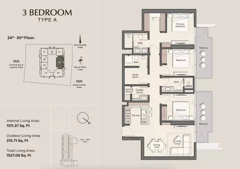 Floor plan, 3 Beds, 1,527 sq ft