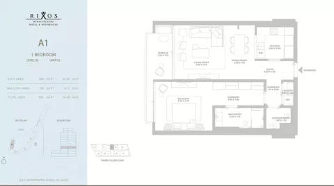 Floor plan, 1 Bed, 995 sq ft