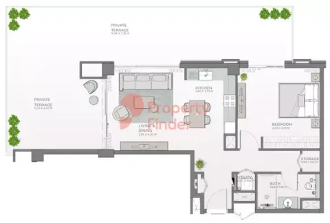 Floor plan, 1 Bed, 1,411 sq ft