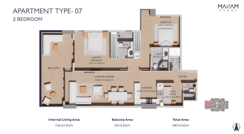 Floor plan, 2 Beds, 1,387 sq ft