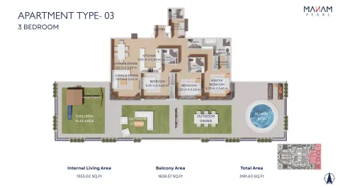 Floor plan, 3 Beds, 3,181 sq ft