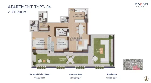 Floor plan, 2 Beds, 1,773 sq ft